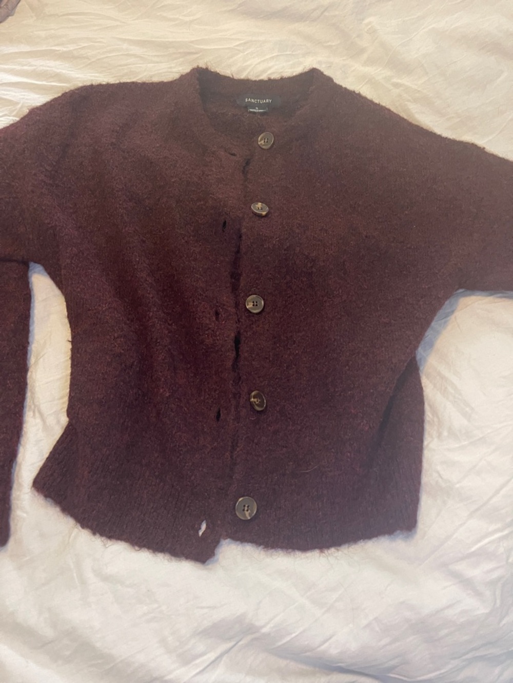 Sanctuary Button-Front Cardigan in Burgundy Plum